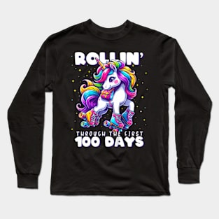 100 Days of School Girls Teacher 100th Day Unicorn Outfit Long Sleeve T-Shirt